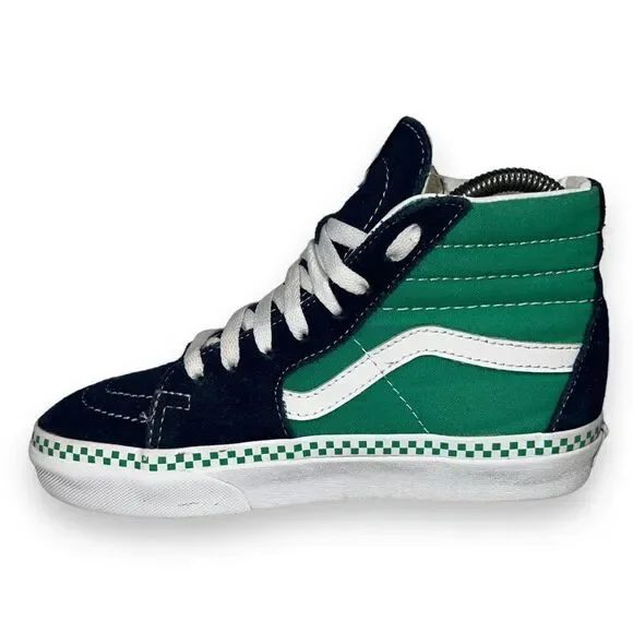 Vans Sk8-Hi Skate Shoes Navy Suede / Aqua Canvas / White Women's 5 - Picture 6 of 11